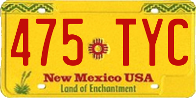 NM license plate 475TYC