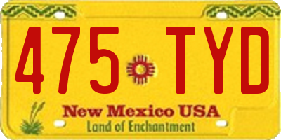 NM license plate 475TYD