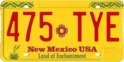 NM license plate 475TYE