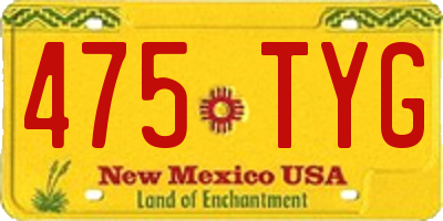 NM license plate 475TYG