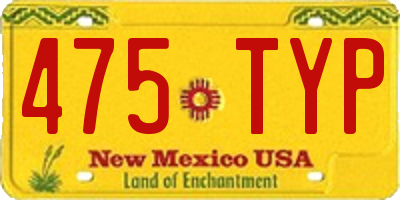 NM license plate 475TYP