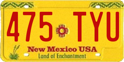 NM license plate 475TYU