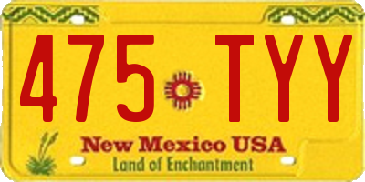 NM license plate 475TYY