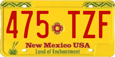 NM license plate 475TZF