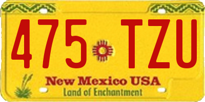 NM license plate 475TZU