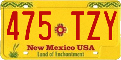 NM license plate 475TZY