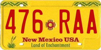 NM license plate 476RAA