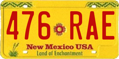 NM license plate 476RAE