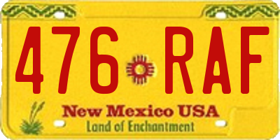 NM license plate 476RAF