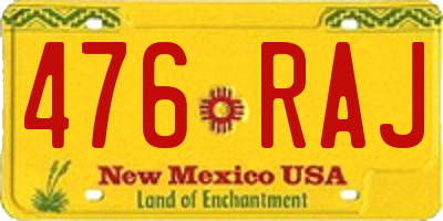 NM license plate 476RAJ