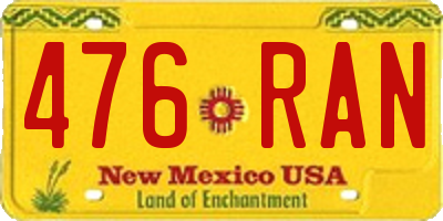 NM license plate 476RAN