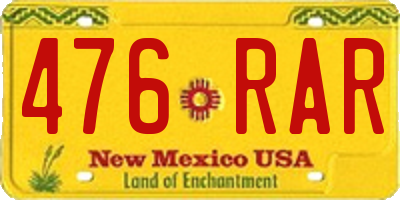 NM license plate 476RAR