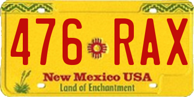 NM license plate 476RAX