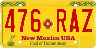 NM license plate 476RAZ