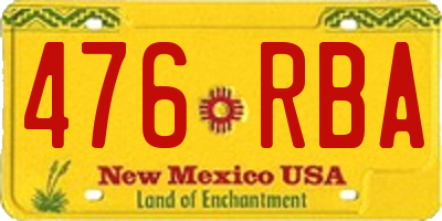 NM license plate 476RBA