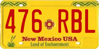 NM license plate 476RBL