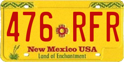 NM license plate 476RFR