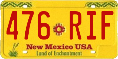 NM license plate 476RIF