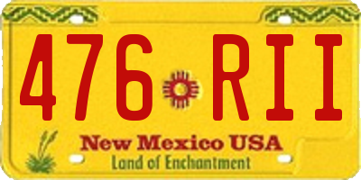 NM license plate 476RII