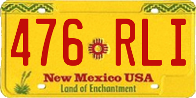 NM license plate 476RLI