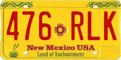 NM license plate 476RLK