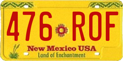 NM license plate 476ROF