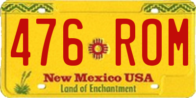 NM license plate 476ROM