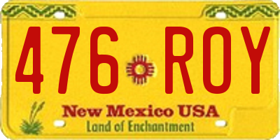 NM license plate 476ROY