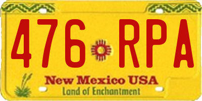 NM license plate 476RPA