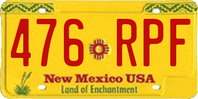 NM license plate 476RPF