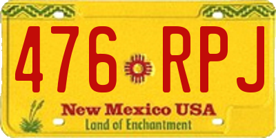NM license plate 476RPJ