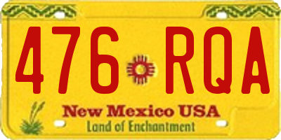 NM license plate 476RQA