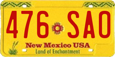 NM license plate 476SAO