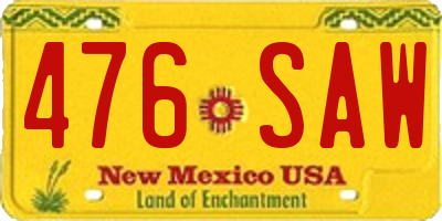 NM license plate 476SAW