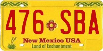 NM license plate 476SBA