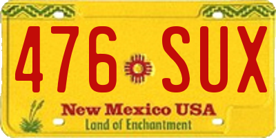 NM license plate 476SUX