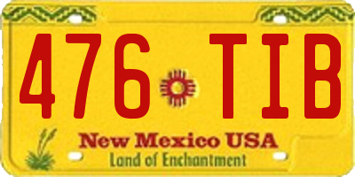 NM license plate 476TIB