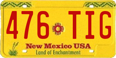 NM license plate 476TIG