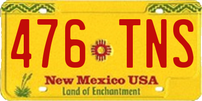 NM license plate 476TNS