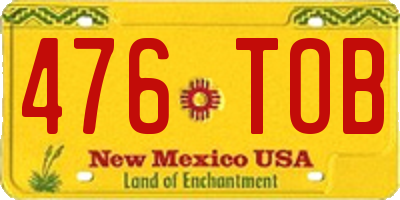NM license plate 476TOB