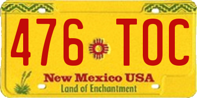 NM license plate 476TOC