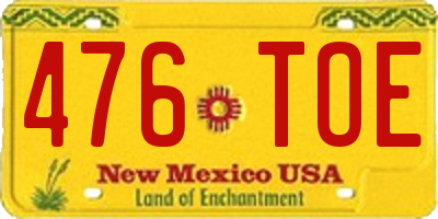 NM license plate 476TOE