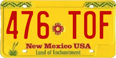 NM license plate 476TOF