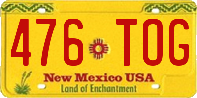NM license plate 476TOG