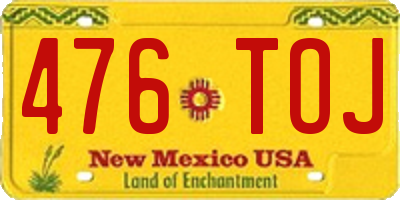 NM license plate 476TOJ