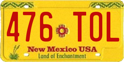 NM license plate 476TOL