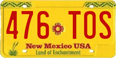 NM license plate 476TOS