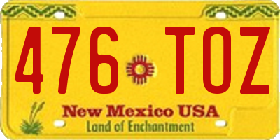 NM license plate 476TOZ