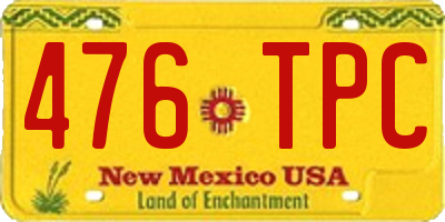 NM license plate 476TPC