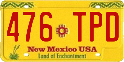 NM license plate 476TPD